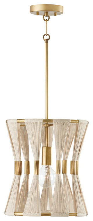 Capital Lighting Bianca 1-Light Pendant, Bleached Natural Rope/Patina Brass