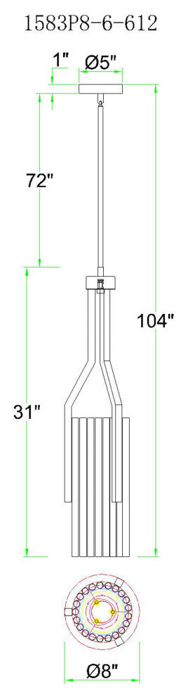 Fermont 6 Light Satin Nickel and Pearl Black Mini Pendant