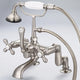 Vintage Adjustable Center Deck Mount Tub Faucet w/Handheld Shower, Cross handles