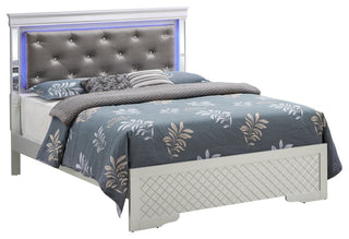 Verona LED Panel Bedframe, Silver Champagne, Queen