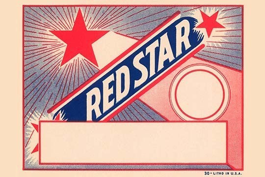 Red Star Broom Label- Gallery Wrapped Canvas Art 28" x 42"