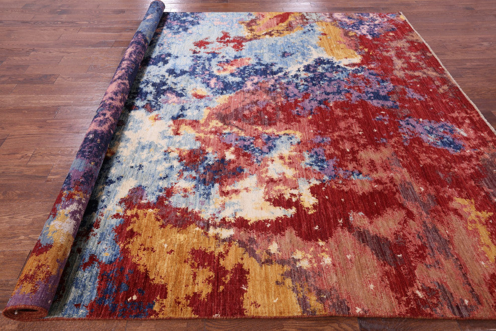 9' 0" X 11' 8" Hand Knotted Modern Abstract Wool Rug - Q12414