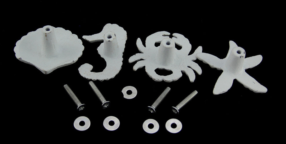 Coastal Sea Life 4 Piece Cast Iron Drawer Pull Or Cabinet Knob Set