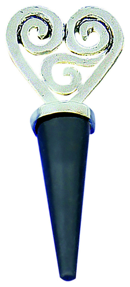 Heart Swirls Bottle Stopper Pewter 5 Inch Love Affection Compassion Soul Mates