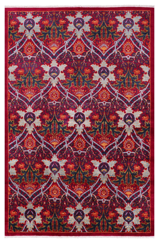 William Morris Hand Knotted Rug 6' 1" X 9' 2" Q6542