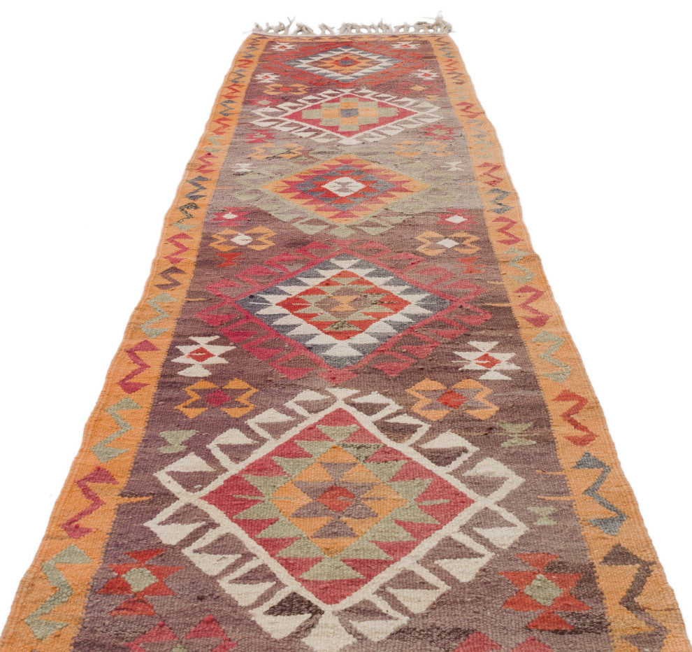 Vintage Turkish Kilim Runner 3' 2" x 12' 6", 38 in. x 150 in.