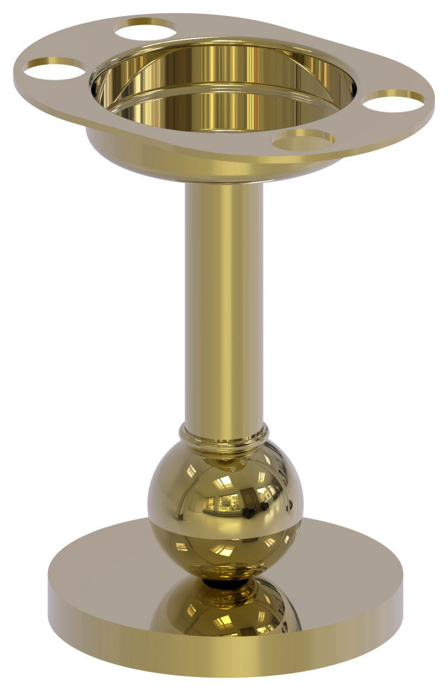 Vanity Top Toothbrush and Tumbler Holder, Unlacquered Brass