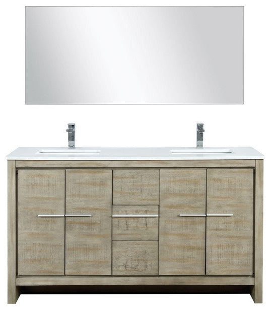 Lafarre Contemporary  60" Rustic Acacia Double Sink Bathroom Vanity Set, Labaro