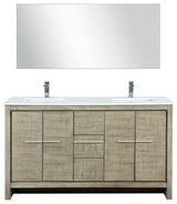 Lafarre Contemporary  60" Rustic Acacia Double Sink Bathroom Vanity Set, Labaro