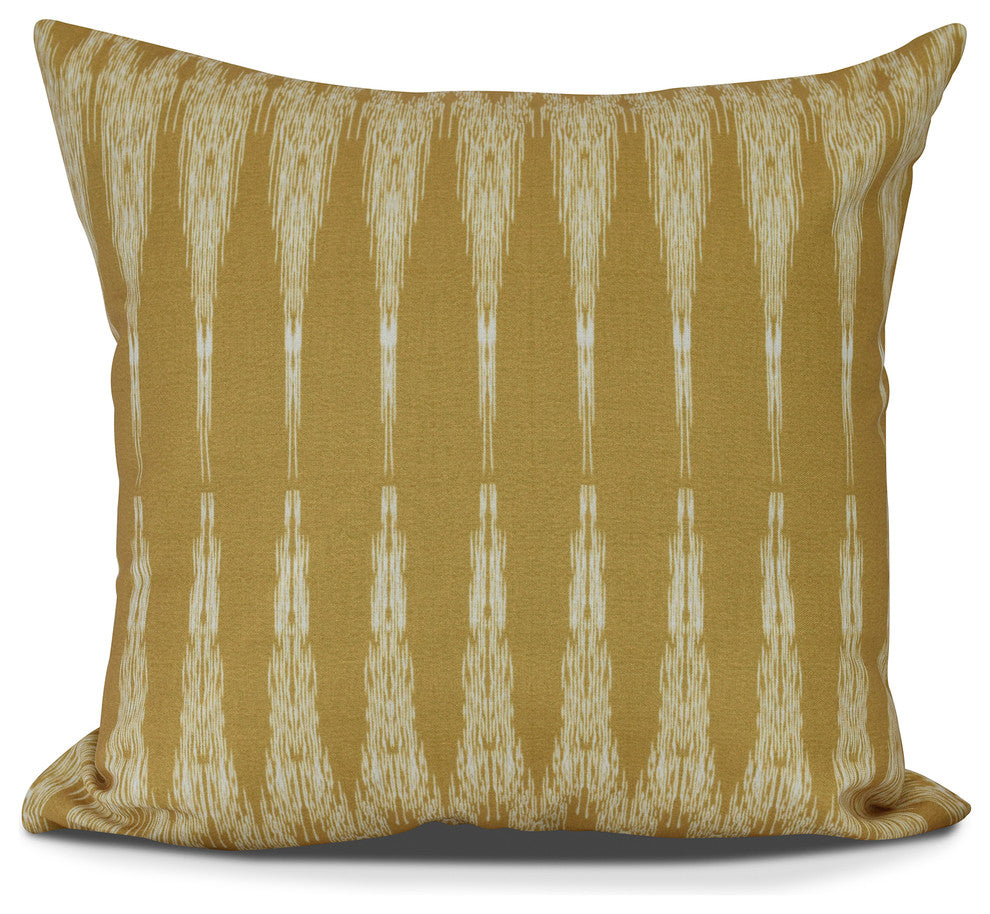 Peace 1, Geometric Print Outdoor Pillow, Gold, 20" x 20"