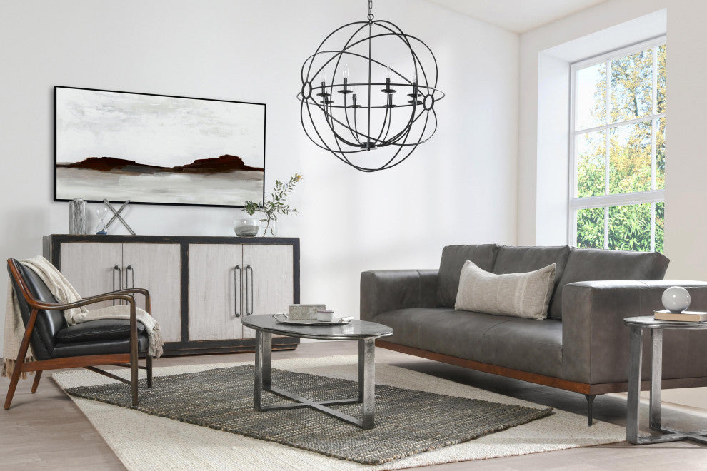 Kosas Home Flores 48" Industrial Oval Metal Nickel Coffee Table