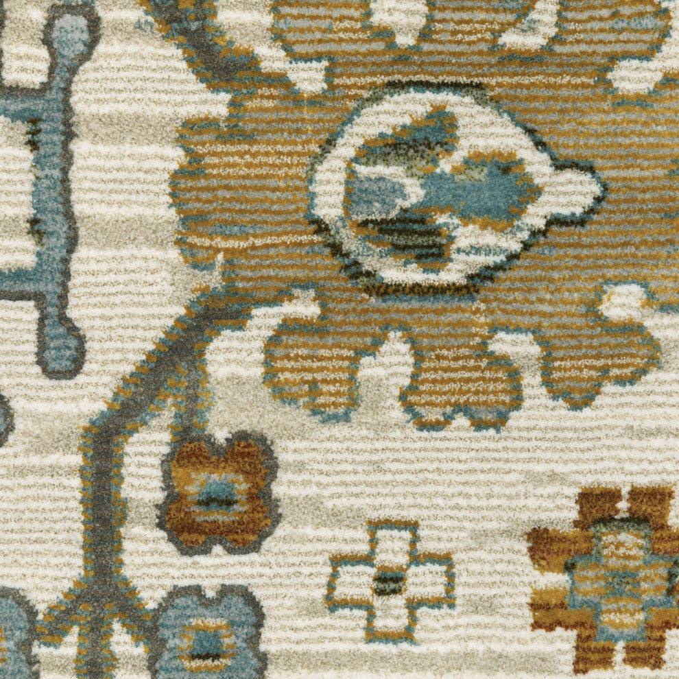 Keller Traditional Floral Ivory/ Multi Area Rug, 7'10" x 10'10"
