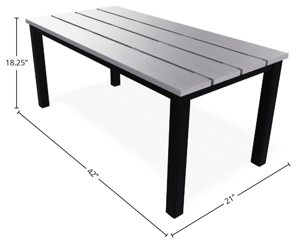 21"x42" Rustic Outdoor Coffee Table, Black