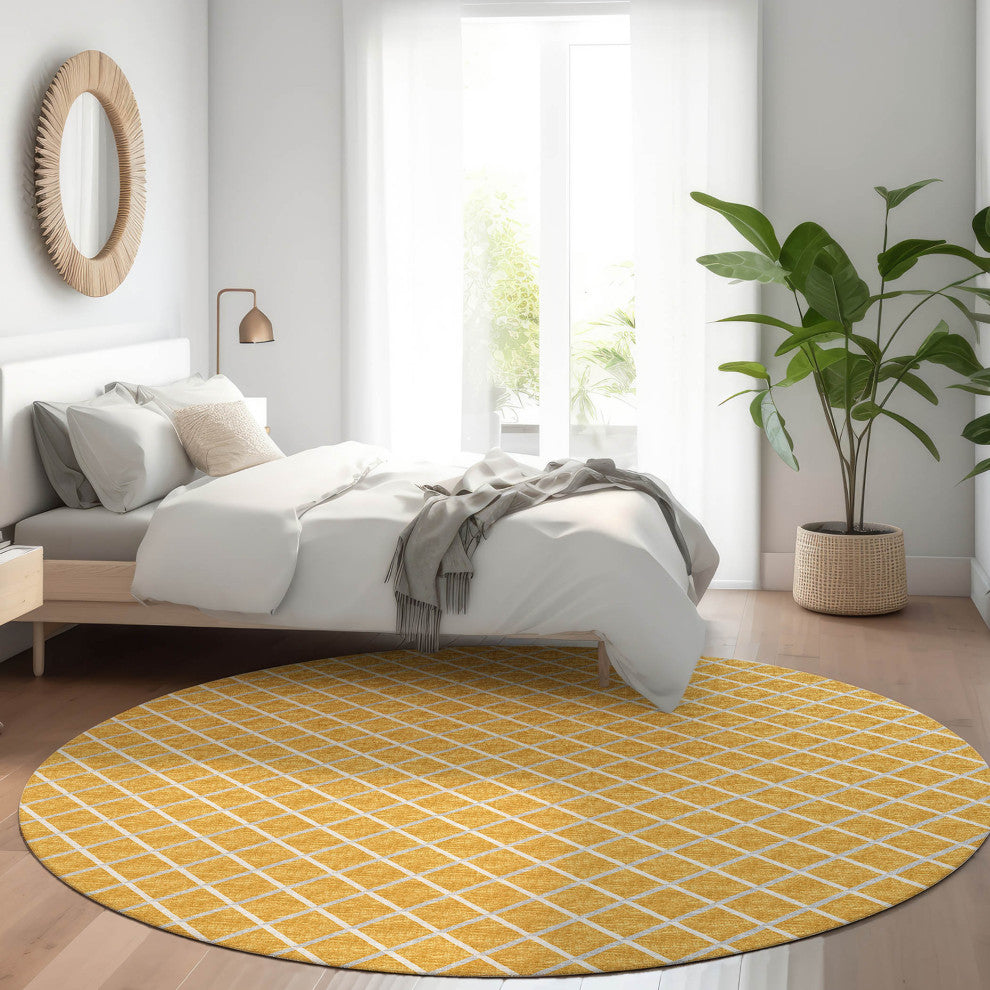 Indoor/Outdoor York YO1 Gold Machine Washable 6' x 6' Rug