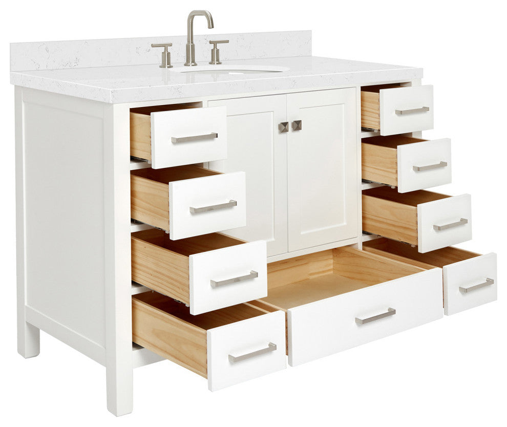 Ariel Cambridge 48" Single Oval Sink Vanity, Carrara Quartz