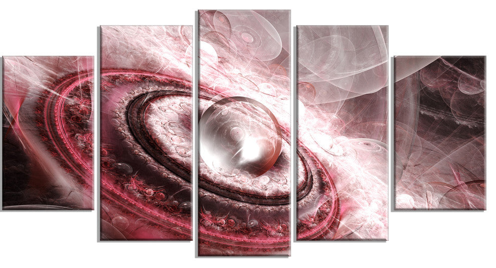 Crystal Rotating Flying Saucer, Large Floral Canvas Art Print, 60"x32", 5 Panels