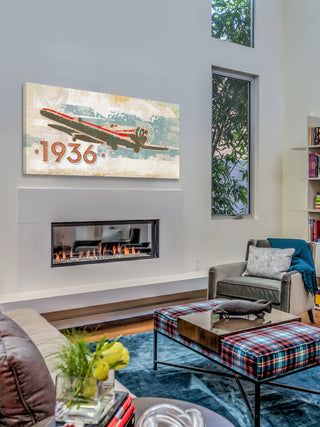 "Vintage Plane 1936" Painting Print on Wrapped Canvas