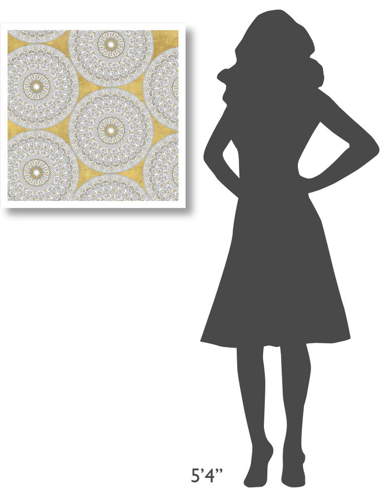 "Color my World Mandala Pattern Gold" Paper Print by Daphne Brissonnet, 26"x26"