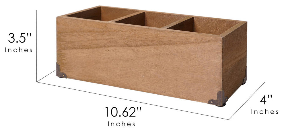 Addie Joy Work Stuff Rectangle 3-Opening Desk Organizer - Wood Wash