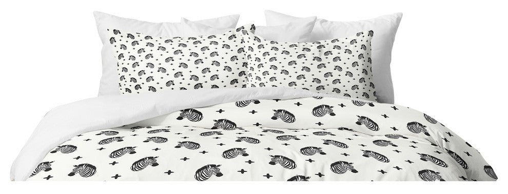 Deny Designs Little Arrow Design Co Modern Zebras Duvet Cover Set