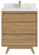 Madison  Teak 30 Single Sink Bath Vanity Golden Teak 2" Calacatta Laza
