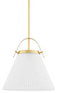 Aldridge 1-Light Pendant, Small, Aged Brass Frame, Off White Shade