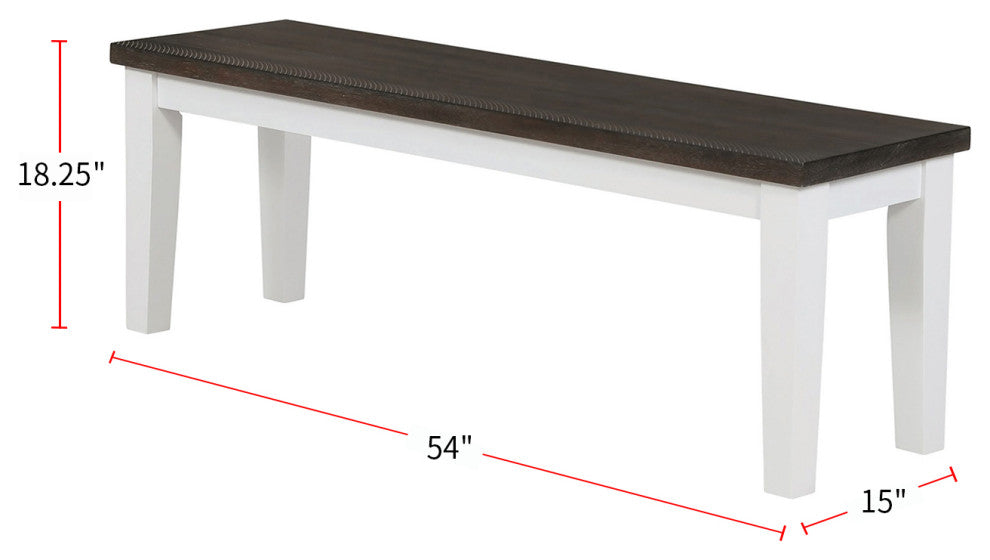 Wood Dining Bench, Espresso and Antique White