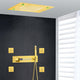 Led Waterfall Rainfall Shower System, Body Jets and Hand Shower, Gold