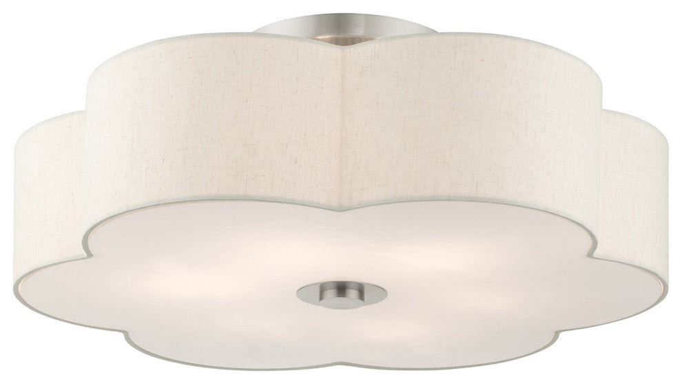 Brushed Nickel French Country, Floral, Transitional, Semi Flush