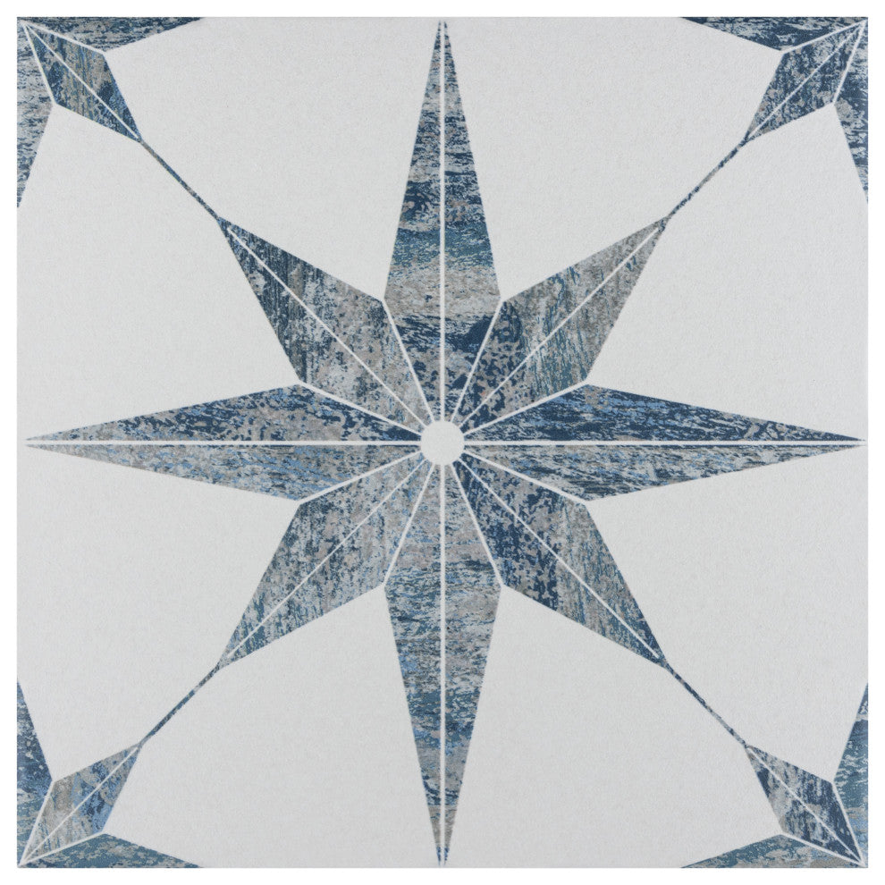 Cassis Stella Porcelain Floor and Wall Tile, Blue