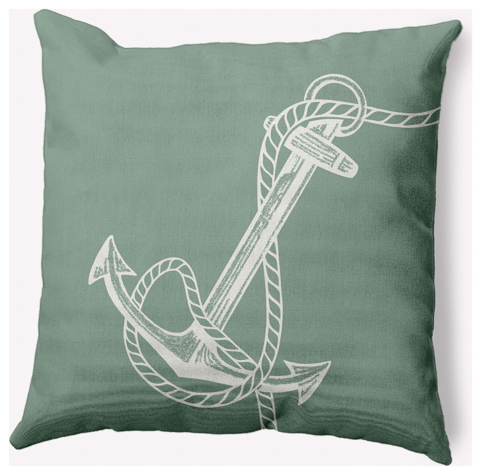 18x18" Anchored Nautical Decorative Indoor Pillow, Sage
