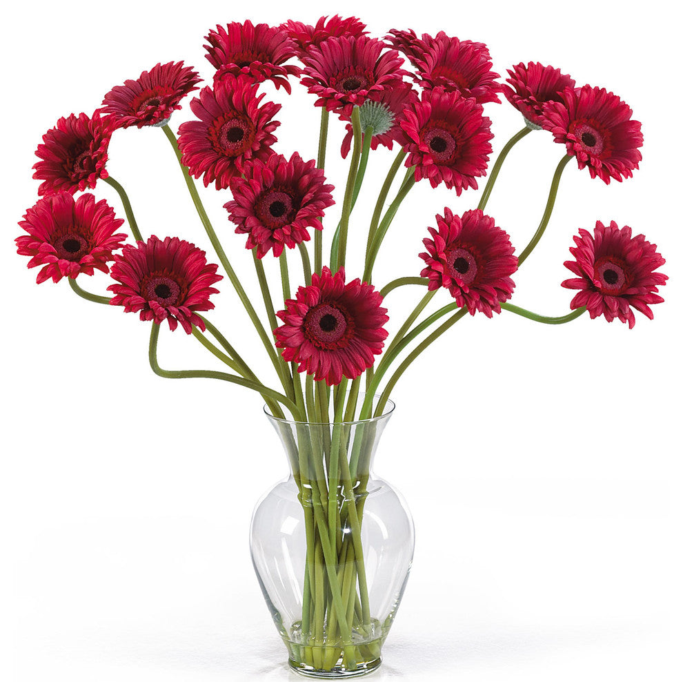 Gerber Daisy Liquid Illusion Silk Flower Arrangement, Red
