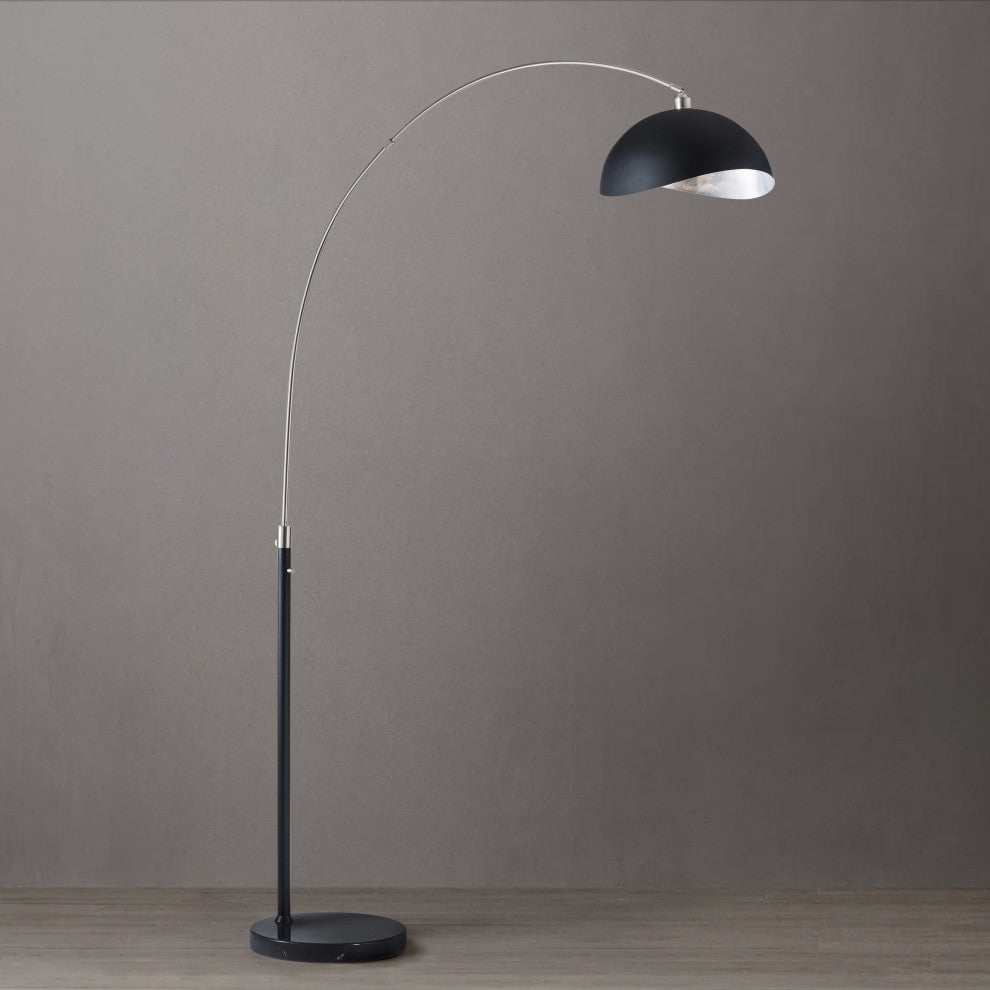Luna Bella Arc Floor Lamp - 92", Antique Nickel, Matte Black, Marble Base