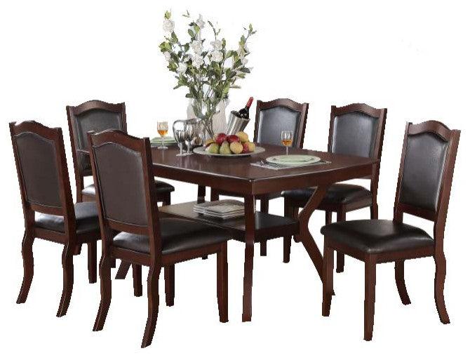 Benzara BM171286 Newfangled Rubber Wood Dining Table, Espresso
