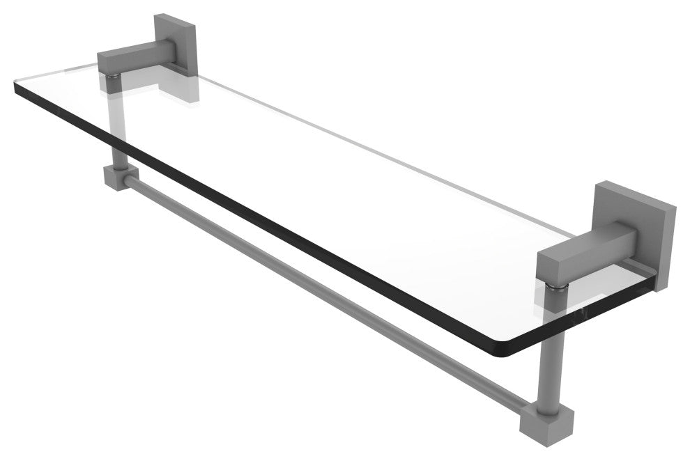 Montero 22" Glass Vanity Shelf with Integrated Towel Bar, Matte Gray