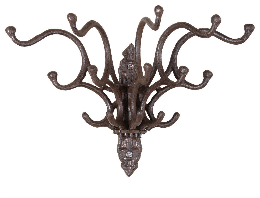 Antique Cast Iron Wall Hooks in Rust Finish
