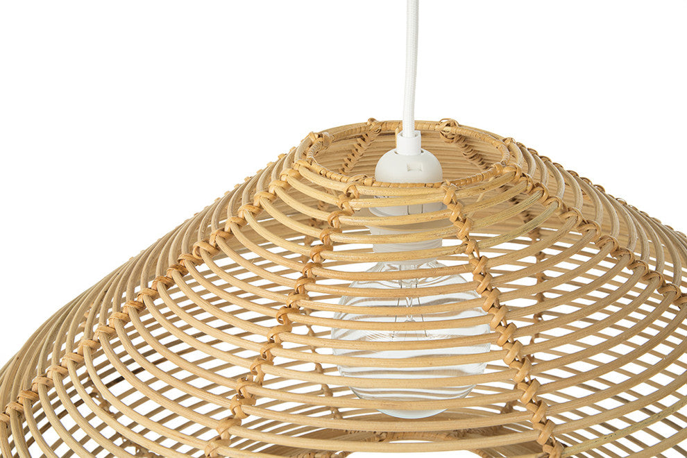 Palau Continuous Weave Discus Wicker Pendant Lamp, Natural