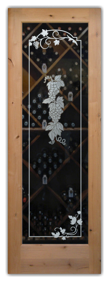 Wine Door - Grapes Strand Grape Ivy - Primed - 28" x 96" - Book/Slab Door