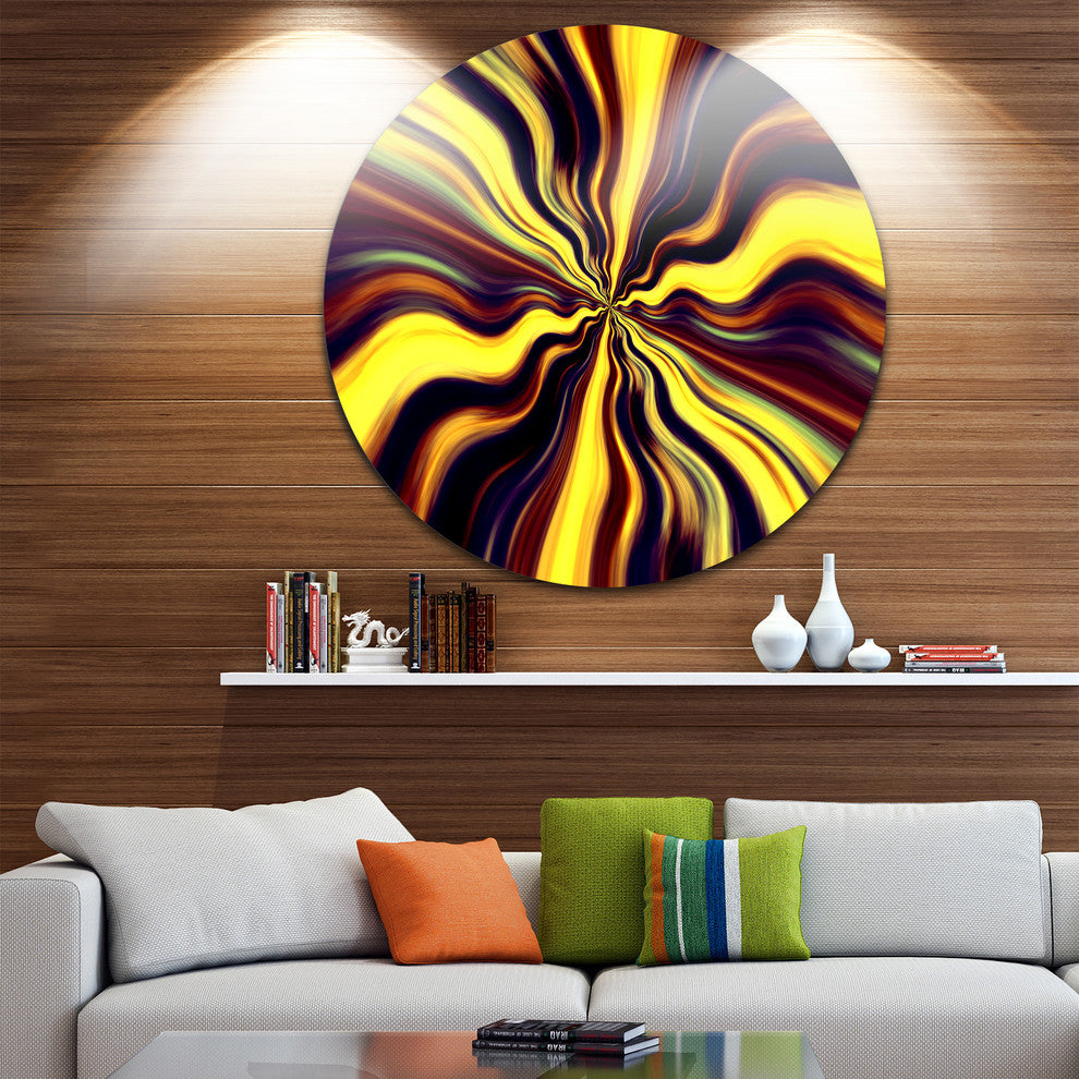 Yellow Purple Black Fantasy, Abstract Digital Art Round Wall Art, 23"