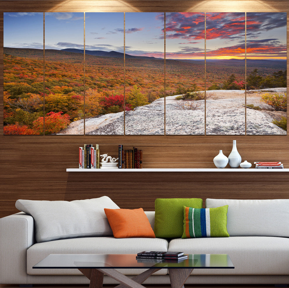 Endless Forests in Fall Foliage, Landscape Canvas Art Print, 83"x32", 7 Panels