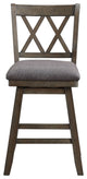 Brookline Walnut High Back Wood Bar Stool, 37.5 in.