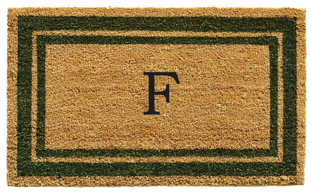 Sage Green Border 18"x30" Monogram Doormat, Letter F