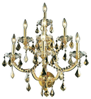 Elegant Maria Theresa Wall Sconce, Gold Finish With Royal Cut Crystal