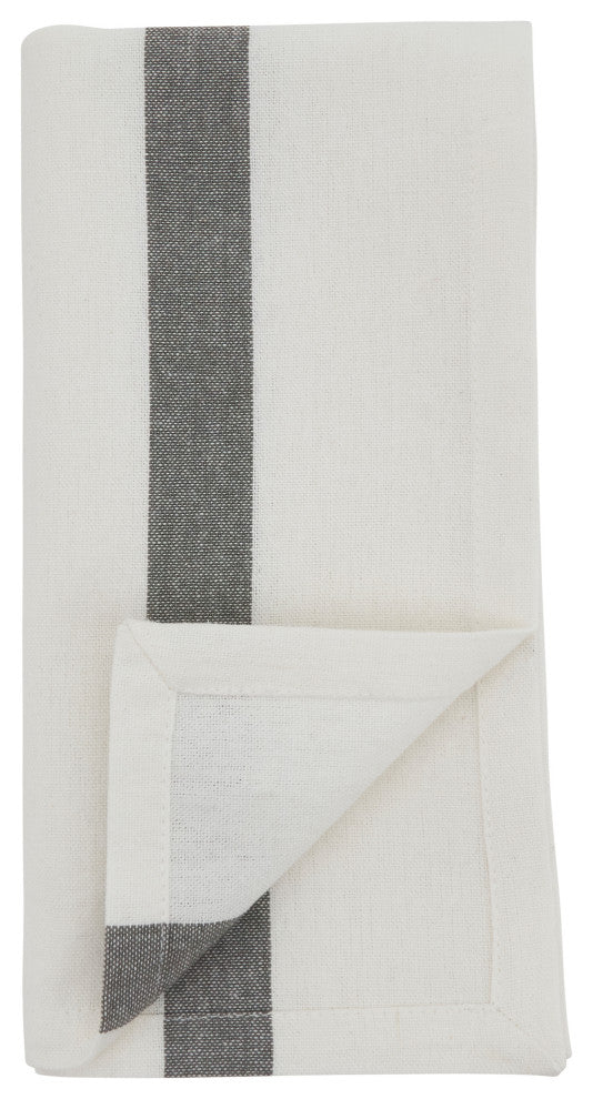 Table Napkins With Banded Design, Set of 4, White