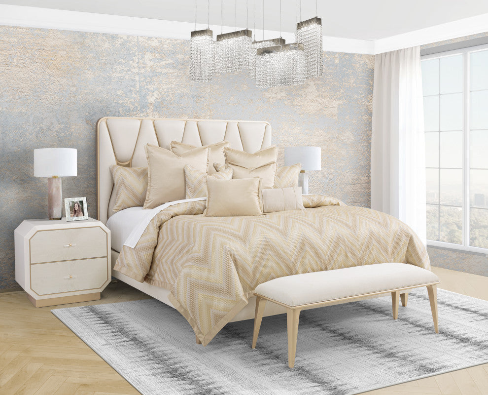 Infinity 9-Piece Queen Duvet Set - Gold