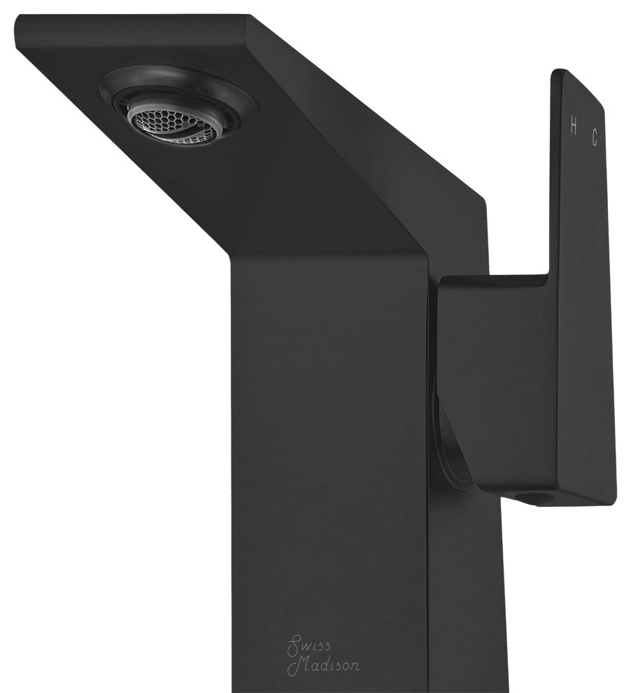 Carre Single Hole Single Handle Bathroom Faucet, Matte Black