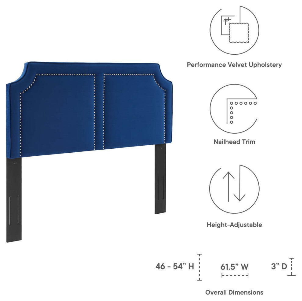 Cynthia Performance Velvet Full/Queen Headboard, Navy