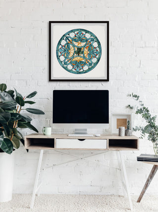 "Center Clover Leaf" Framed Painting Print, 12"x12"