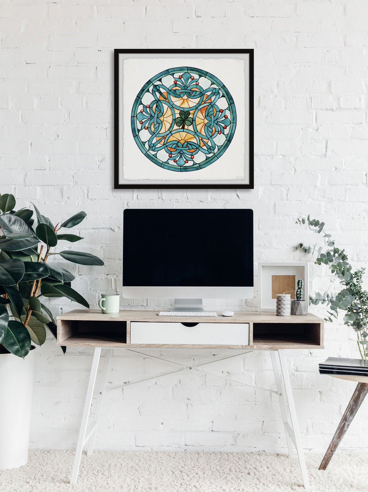 "Center Clover Leaf" Framed Painting Print, 12"x12"
