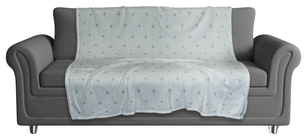 Blue Plus on Blue 50 x 60 Coral Fleece Blanket